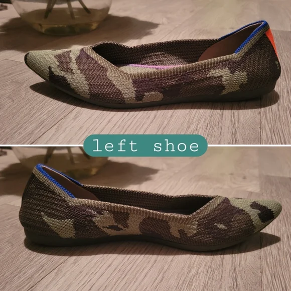 Rothy's The Point Olive Camo Flats, Purple & Pink Insoles, Women's US 6 EU 36 - Picture 10 of 16